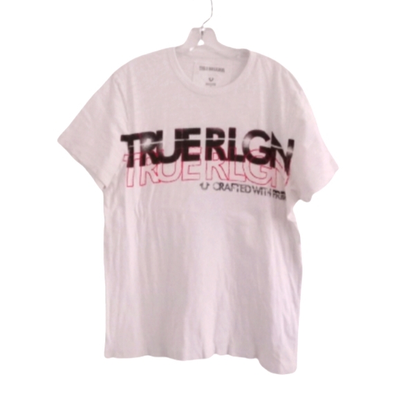 True Religion Retro Logo Tee Y2K T-shirt Top L - Picture 1 of 5